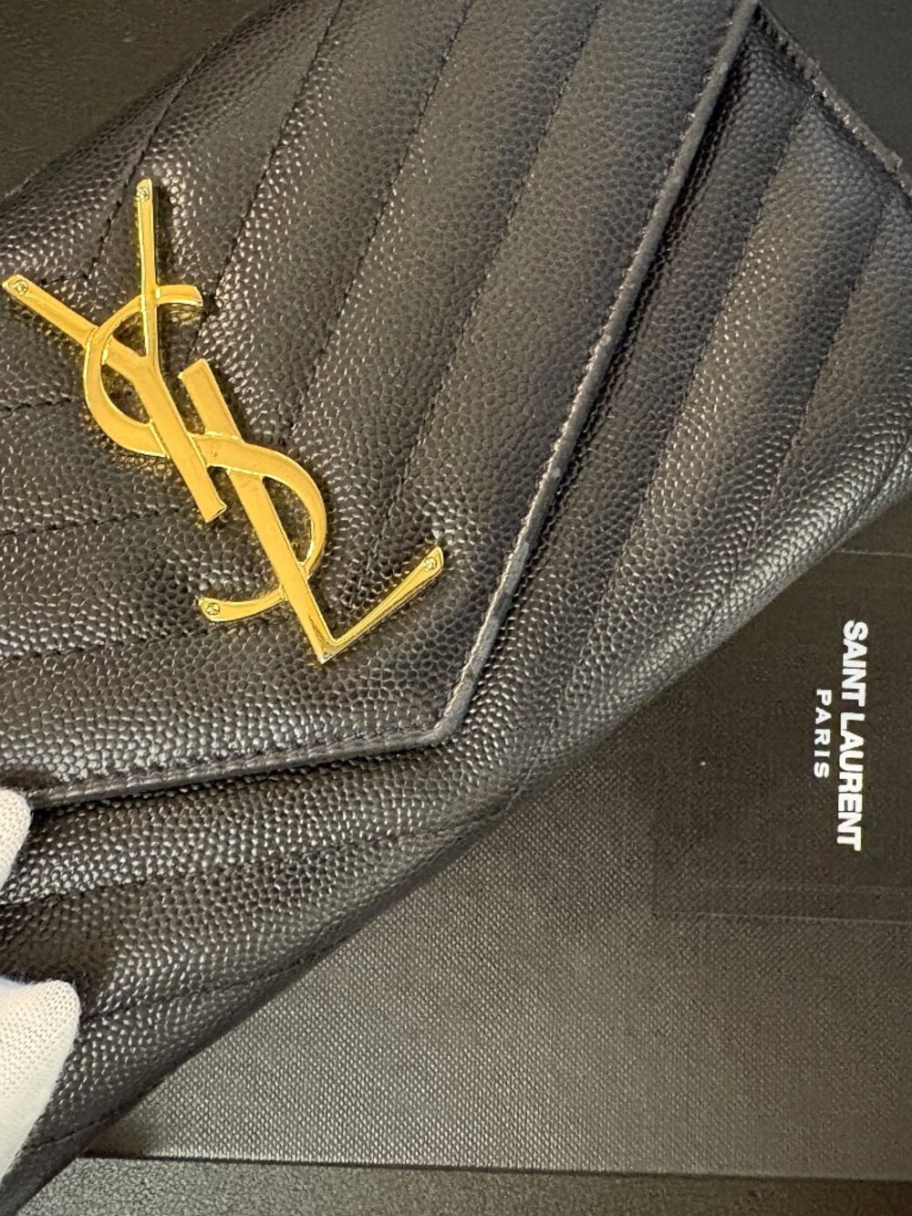 Saint Laurent Monogram Large Matelassé Leather Flap Wallet | Blk | Gold Hardware